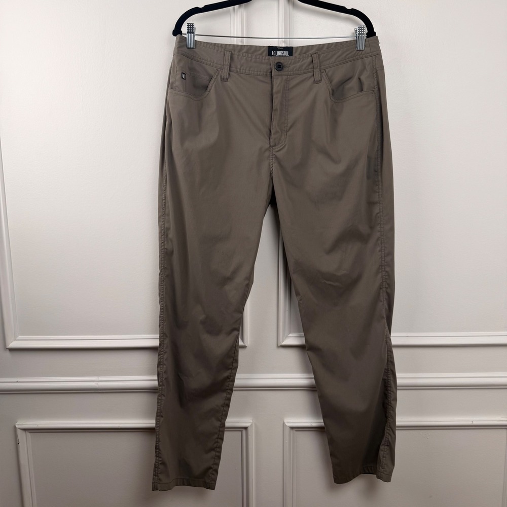 Linksoul Ellis Golf Pants Mens 34S Brown Ripstop Performance Trousers LS6217-S